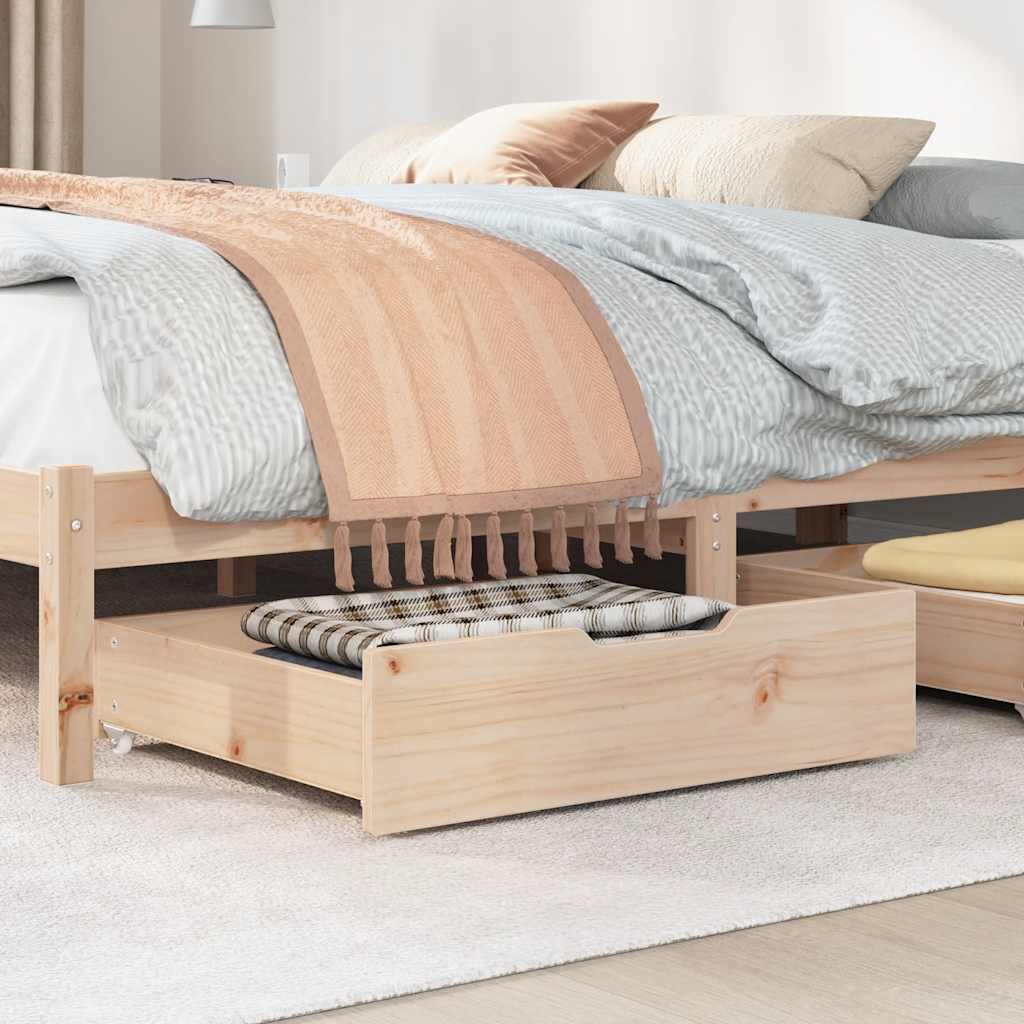 Cassettoni da Letto con Ruote 2 pz 75x55x16 cm in Legno di Pino