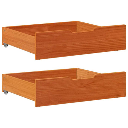 Cassettoni per Letto 2pz Marrone Cera 75x55x16 cm Legno di Pino
