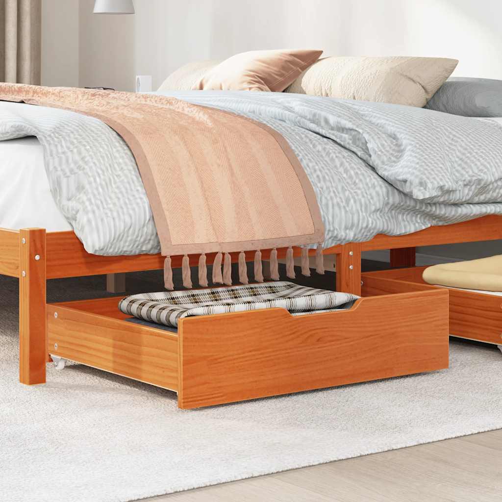 Cassettoni per Letto 2pz Marrone Cera 75x55x16 cm Legno di Pino