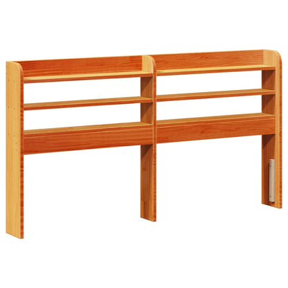 Testiera con Ripiani Marrone Cera 135 cm Legno Massello di Pino