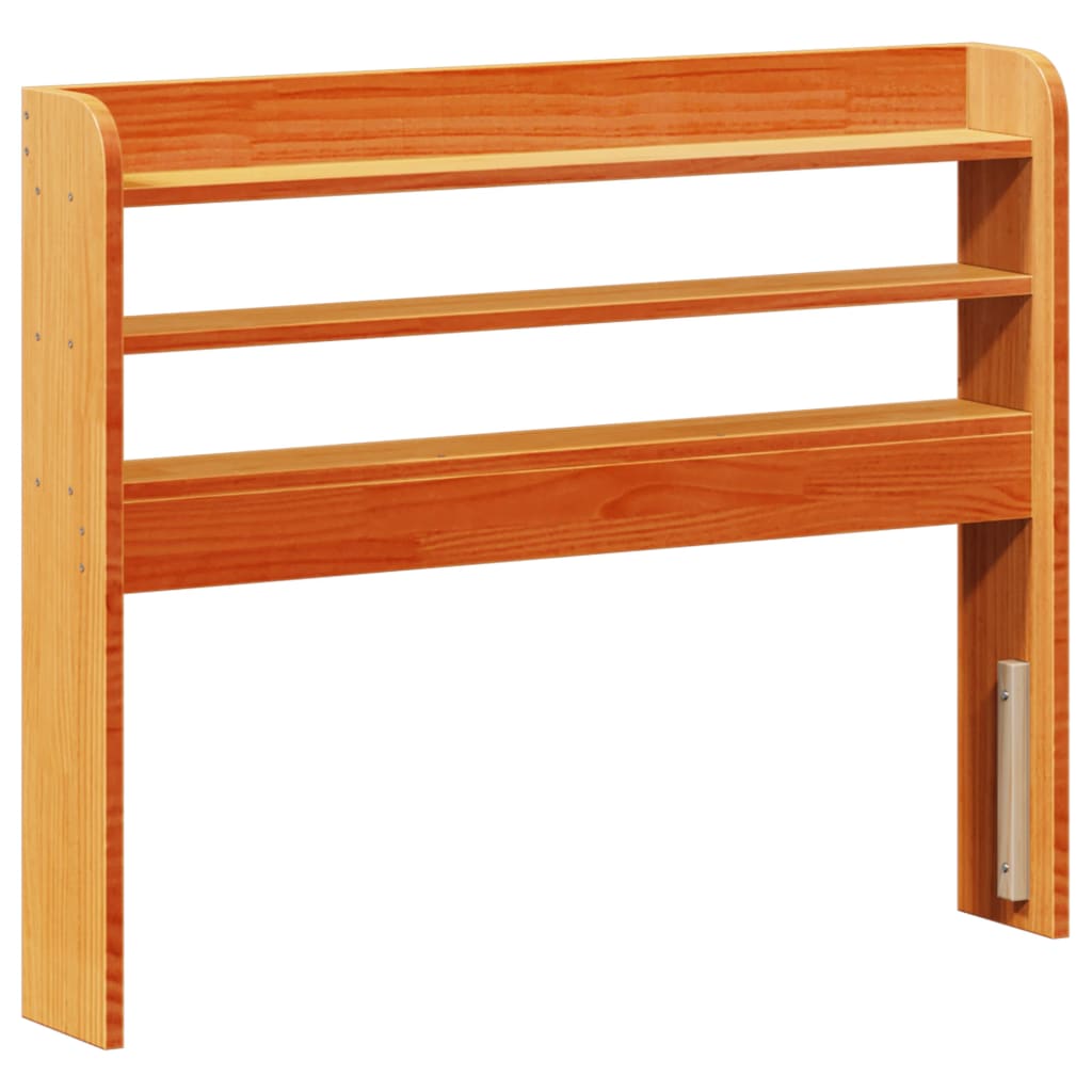 Testiera con Ripiani Marrone Cera 100 cm Legno Massello di Pino
