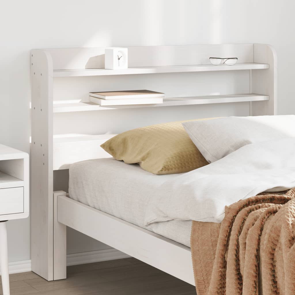 Testiera con Ripiani Bianca 75 cm in Legno Massello di Pino
