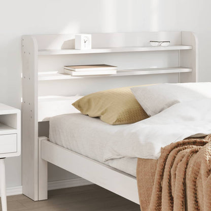 Testiera con Ripiani Bianca 75 cm in Legno Massello di Pino