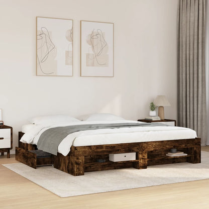 Giroletto senza Materasso Rovere Fumo 200x200 cm in Truciolato