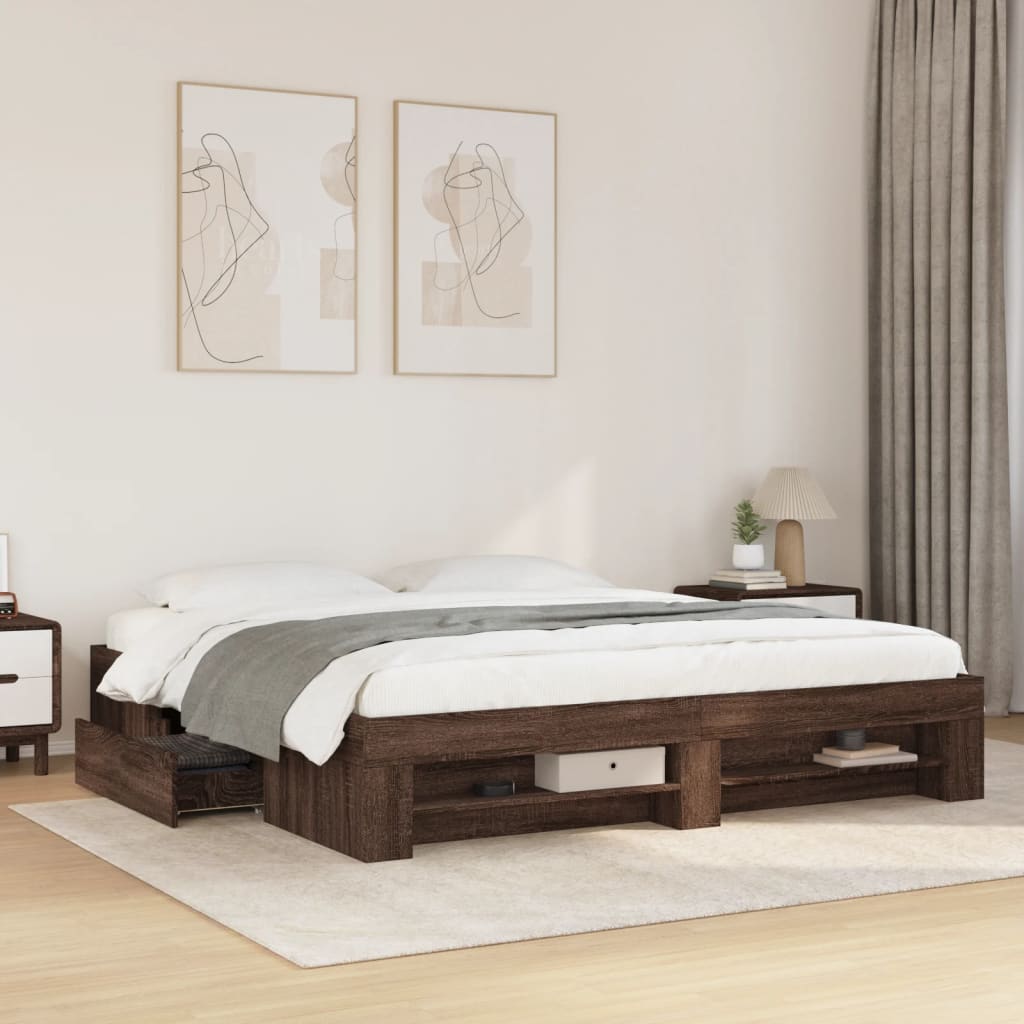 Giroletto senza Materasso Rovere Marrone 180x200 cm Truciolato