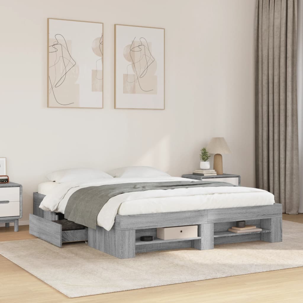 Giroletto senza Materasso Grigio Sonoma 160x200 cm Truciolato