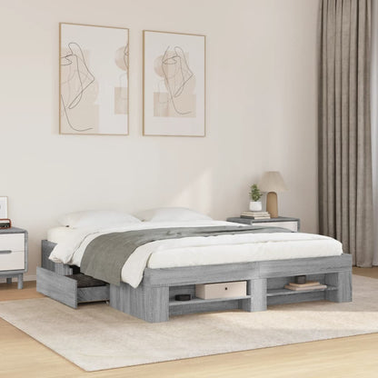 Giroletto senza Materasso Grigio Sonoma 160x200 cm Truciolato