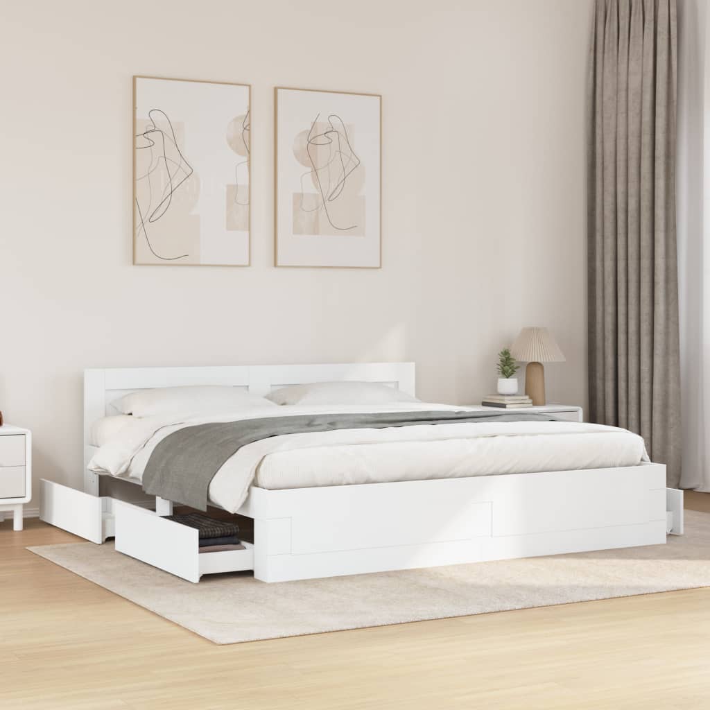 Giroletto con Testiera senza Materasso Bianco 200x200 cm