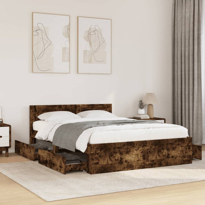 Giroletto con Testiera Rovere Fumo 140x200 cm Legno Multistrato