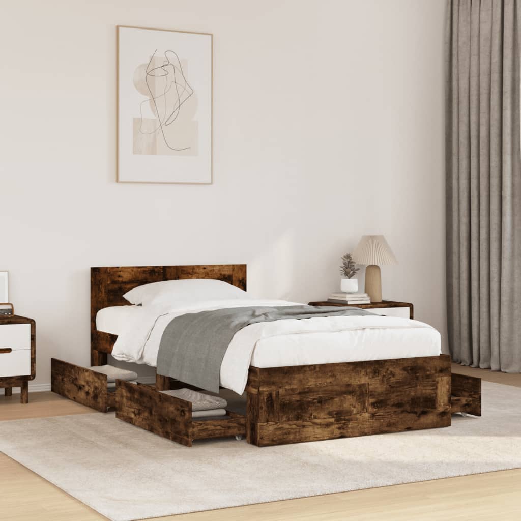 Giroletto con Testiera Rovere Fumo 90x200 cm Legno Multistrato