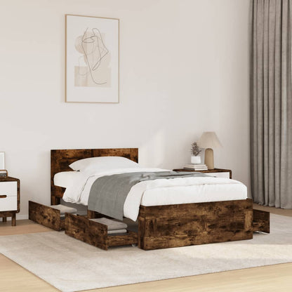 Giroletto con Testiera Rovere Fumo 90x200 cm Legno Multistrato