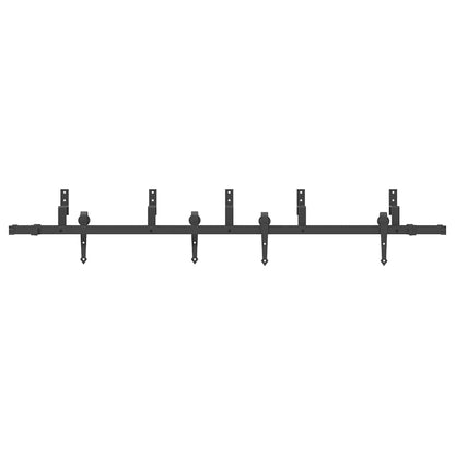 Kit di Binari per Porte Scorrevoli 213,5 cm Acciaio Nero
