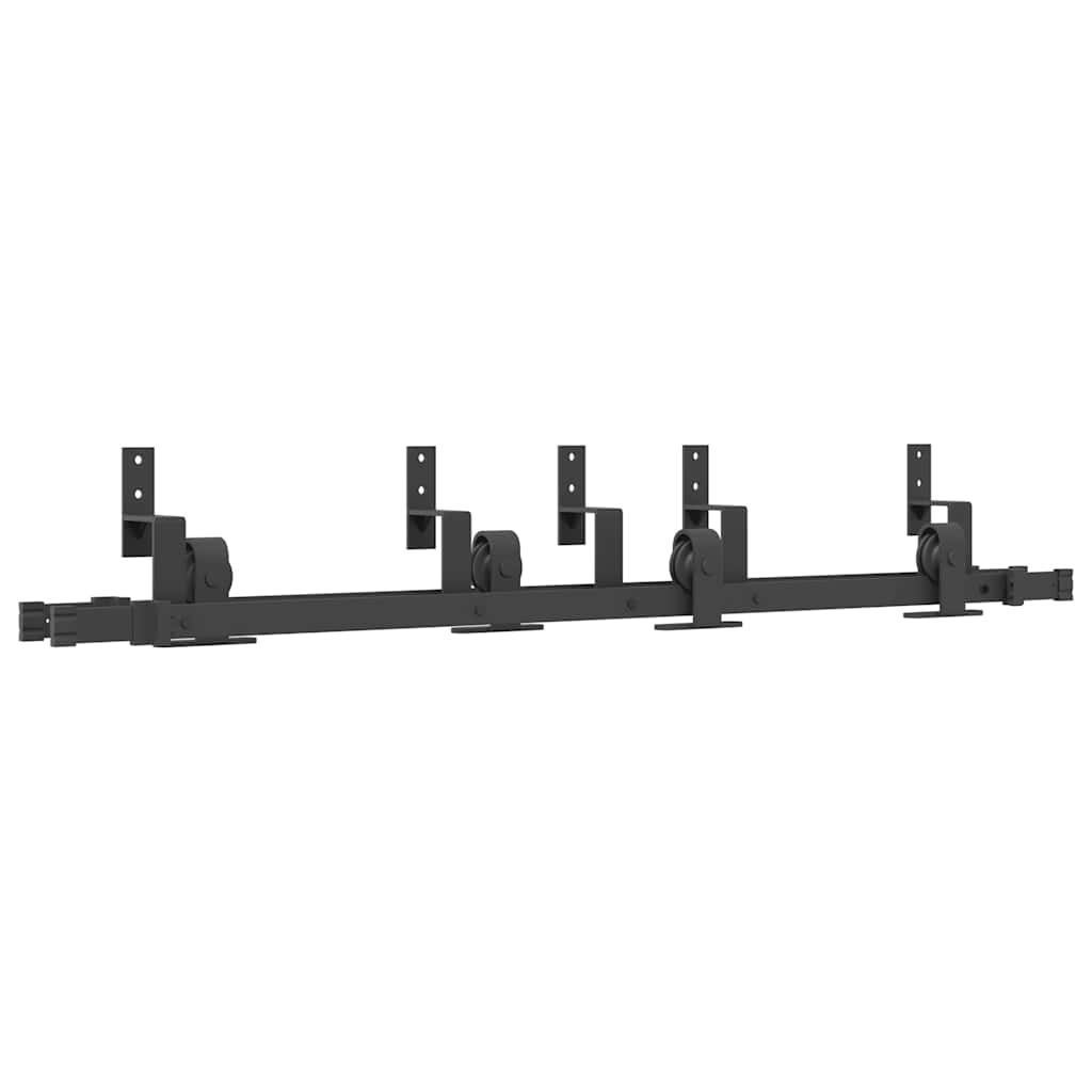 Kit di Binari per Porte Scorrevoli 152,5 cm Acciaio Nero