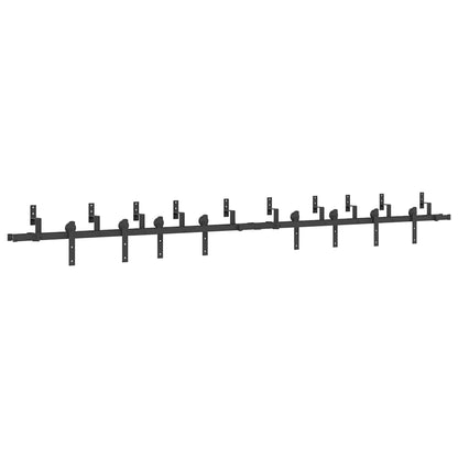 Kit di Binari per Porte Scorrevoli 366 cm Acciaio Nero