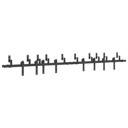 Kit di Binari per Porte Scorrevoli 305 cm Acciaio Nero