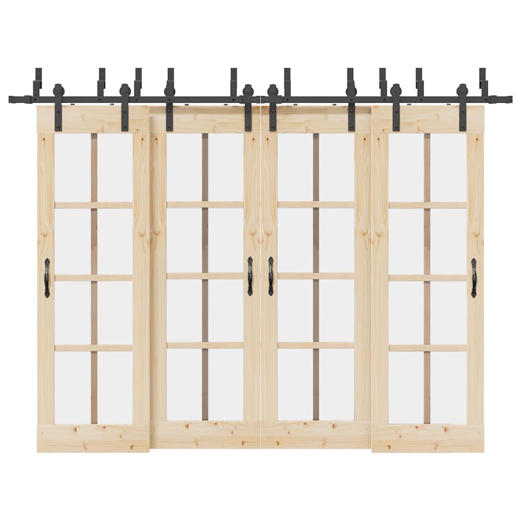 Kit di Binari per Porte Scorrevoli 305 cm Acciaio Nero