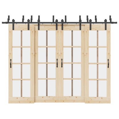 Kit di Binari per Porte Scorrevoli 305 cm Acciaio Nero