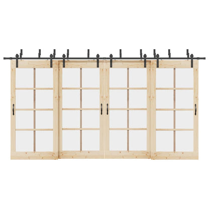 Kit di Binari per Porte Scorrevoli 427 cm Acciaio Nero