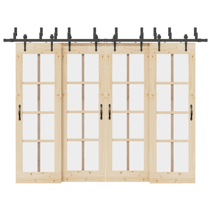 Kit di Binari per Porte Scorrevoli 305 cm Acciaio Nero
