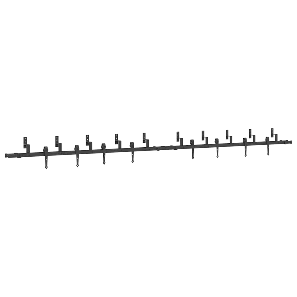 Kit di Binari per Porte Scorrevoli 427 cm Acciaio Nero