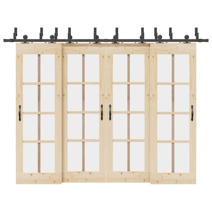 Kit di Binari per Porte Scorrevoli 305 cm Acciaio Nero