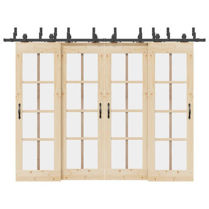 Kit di Binari per Porte Scorrevoli 305 cm Acciaio Nero