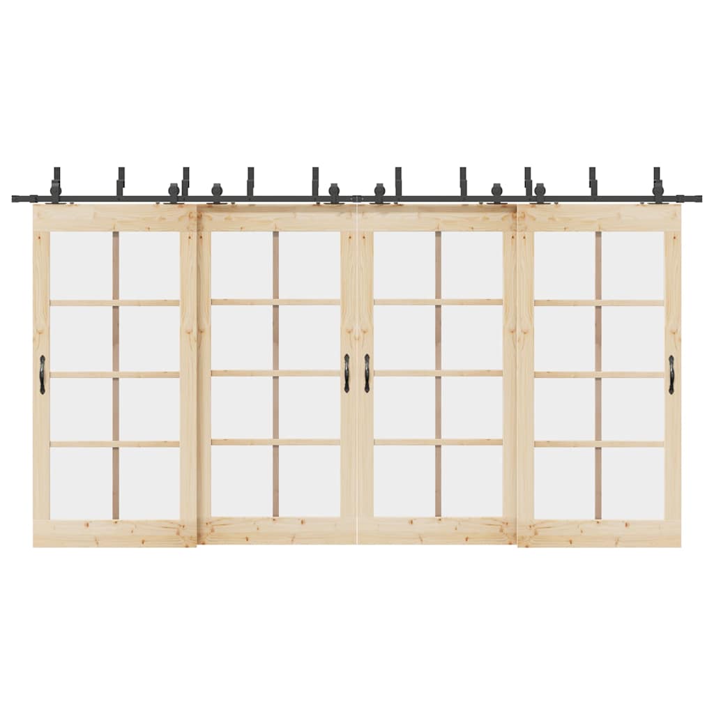 Kit di Binari per Porte Scorrevoli 427 cm Acciaio Nero