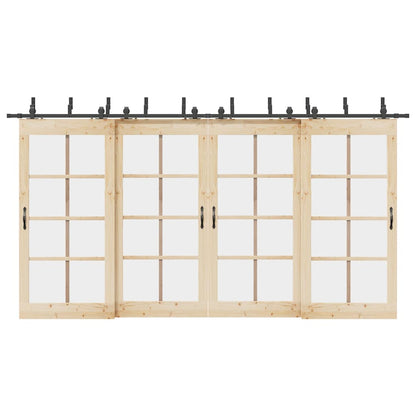 Kit di Binari per Porte Scorrevoli 427 cm Acciaio Nero