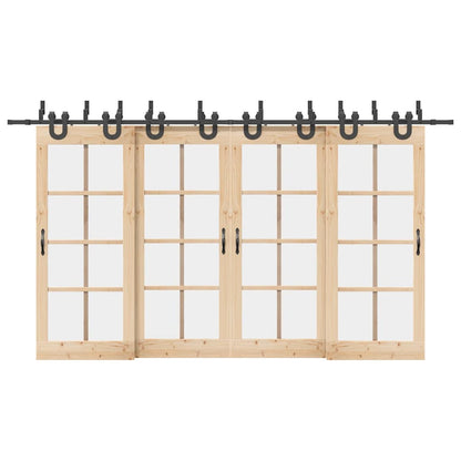 Kit di Binari per Porte Scorrevoli 400 cm Acciaio Nero