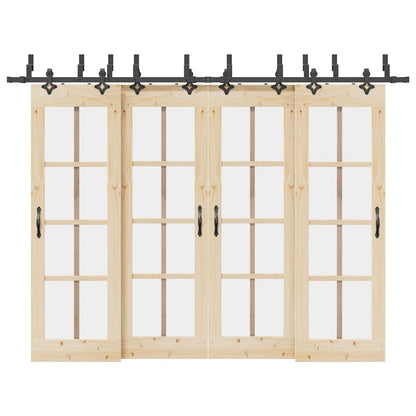 Kit di Binari per Porte Scorrevoli 305 cm Acciaio Nero