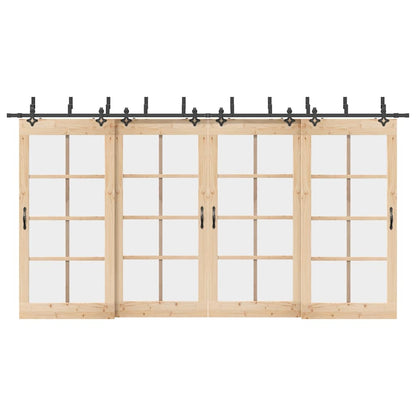 Kit di Binari per Porte Scorrevoli 427 cm Acciaio Nero