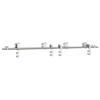 Kit Binari Porta Scorrevole 200 cm Acciaio Inossidabile Argento