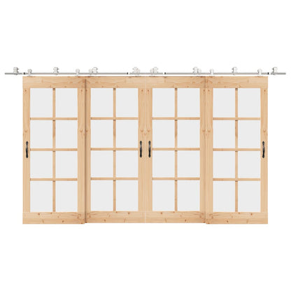 Kit Binari Porta Scorrevole 200 cm Acciaio Inossidabile Argento