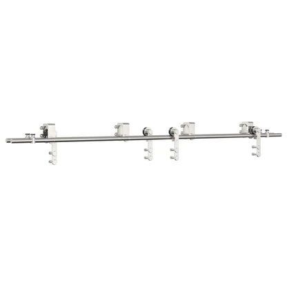 Kit Binari Porta Scorrevole 200 cm Acciaio Inossidabile Argento
