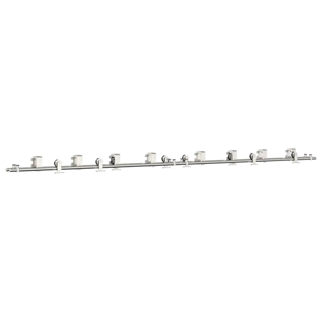 Kit Binari Porta Scorrevole 366 cm Acciaio Inossidabile Argento