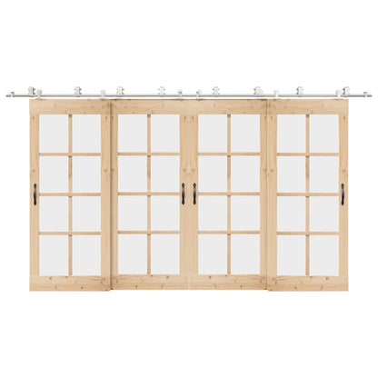 Kit Binari Porta Scorrevole 400 cm Acciaio Inossidabile Argento