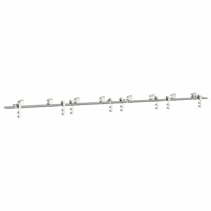 Kit Binari Porta Scorrevole 366 cm Acciaio Inossidabile Argento