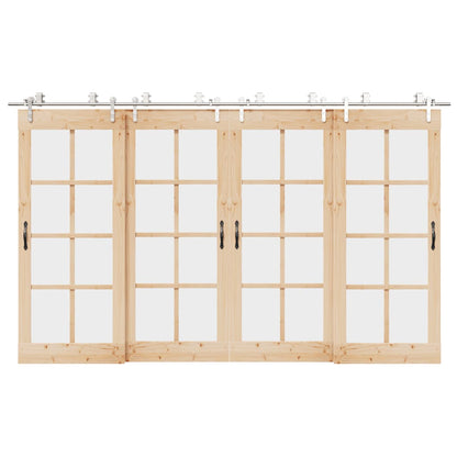 Kit Binari Porta Scorrevole 366 cm Acciaio Inossidabile Argento