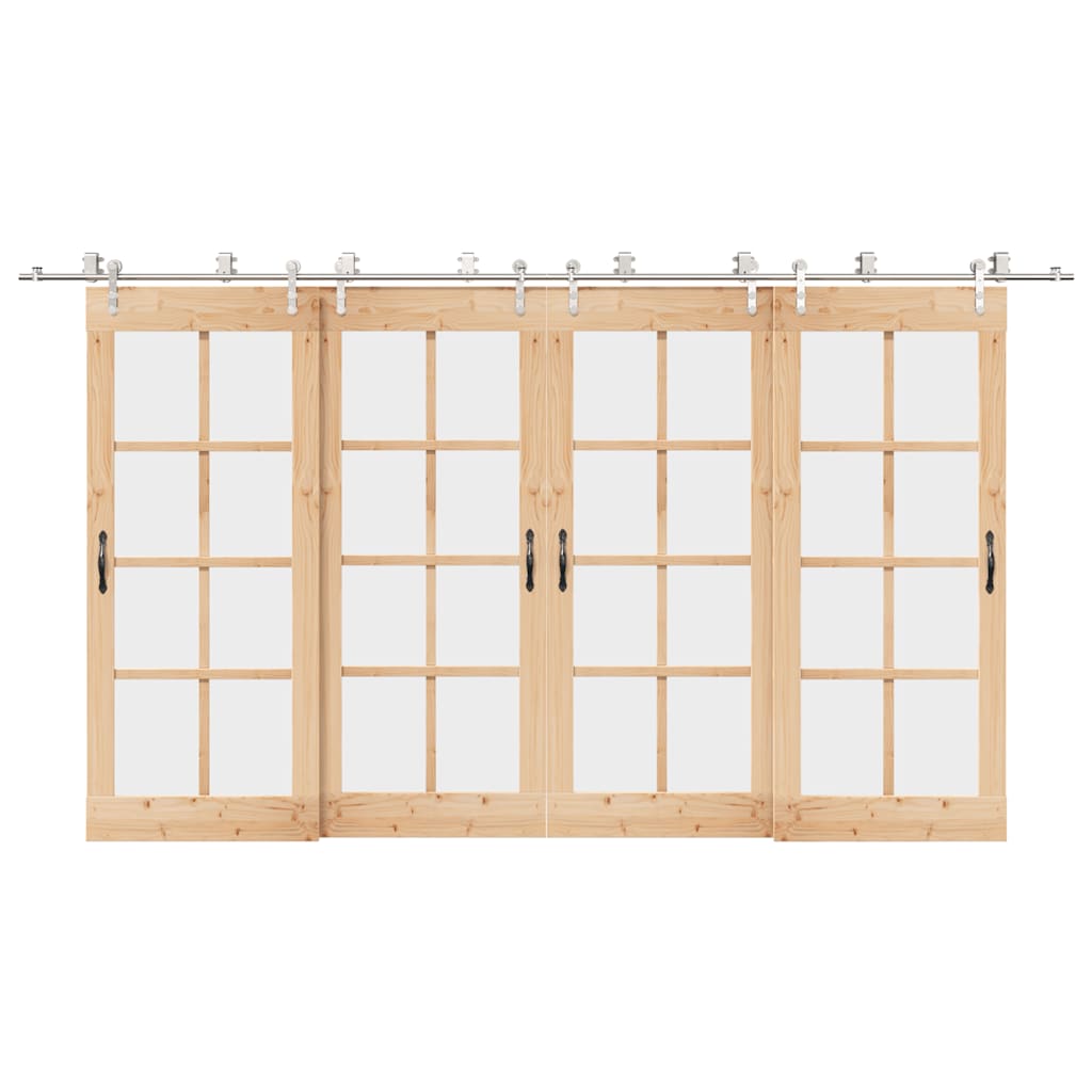 Kit Binari Porta Scorrevole 400 cm Acciaio Inossidabile Argento