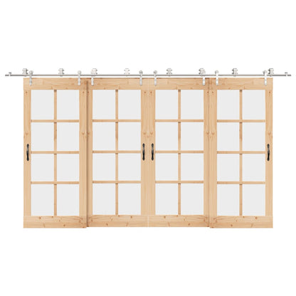 Kit Binari Porta Scorrevole 400 cm Acciaio Inossidabile Argento