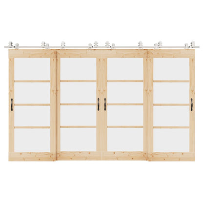 Kit Binari Porta Scorrevole 366 cm Acciaio Inossidabile Argento