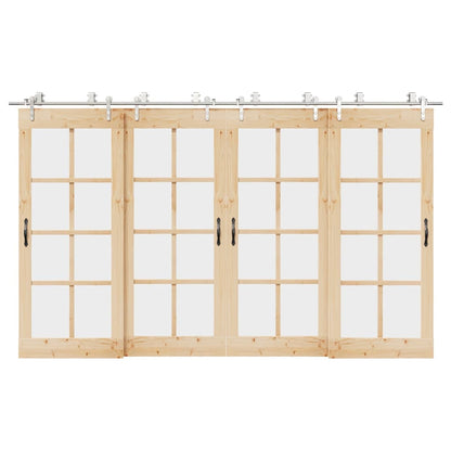 Kit Binari Porta Scorrevole 366 cm Acciaio Inossidabile Argento