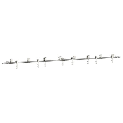 Kit Binari Porta Scorrevole 400 cm Acciaio Inossidabile Argento