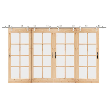 Kit Binari Porta Scorrevole 400 cm Acciaio Inossidabile Argento