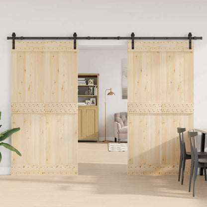 Kit di Binari per Porte Scorrevoli 305 cm Acciaio Nero