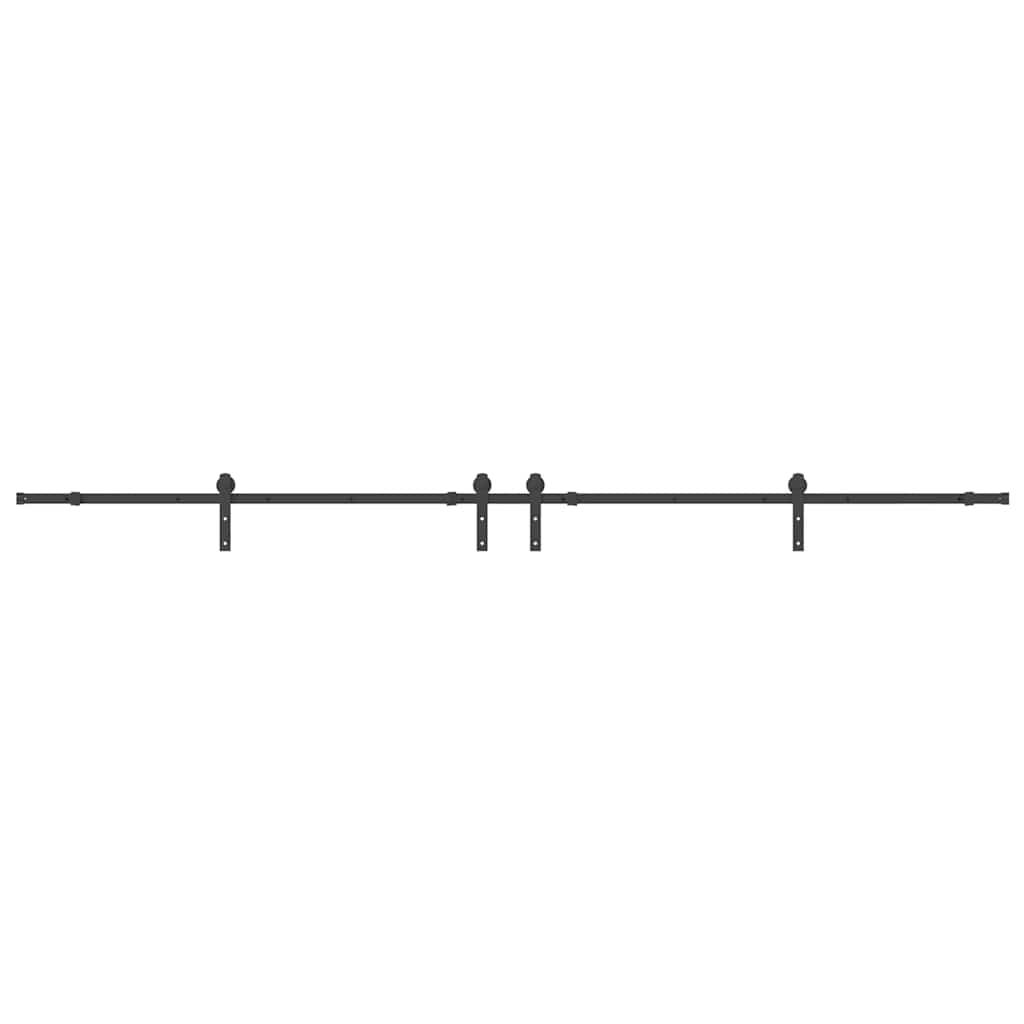 Kit di Binari per Porte Scorrevoli 366 cm Acciaio Nero