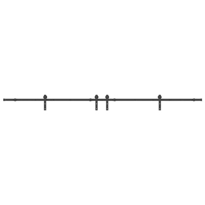 Kit di Binari per Porte Scorrevoli 366 cm Acciaio Nero