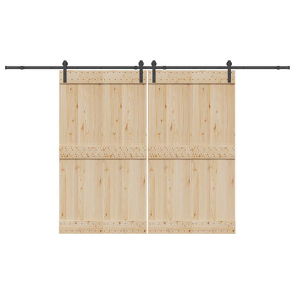 Kit di Binari per Porte Scorrevoli 366 cm Acciaio Nero