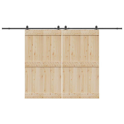 Kit di Binari per Porte Scorrevoli 366 cm Acciaio Nero