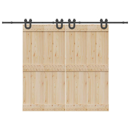 Kit di Binari per Porte Scorrevoli 366 cm Acciaio Nero